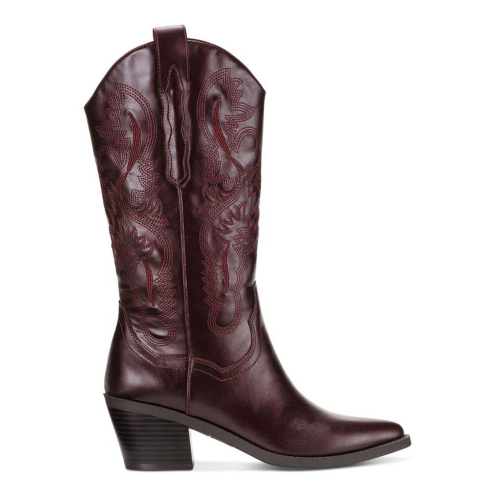 SUN STONE Womens Brown Pull Tab Cushioned Bernarrd Pointed Toe Western Boot 5 M